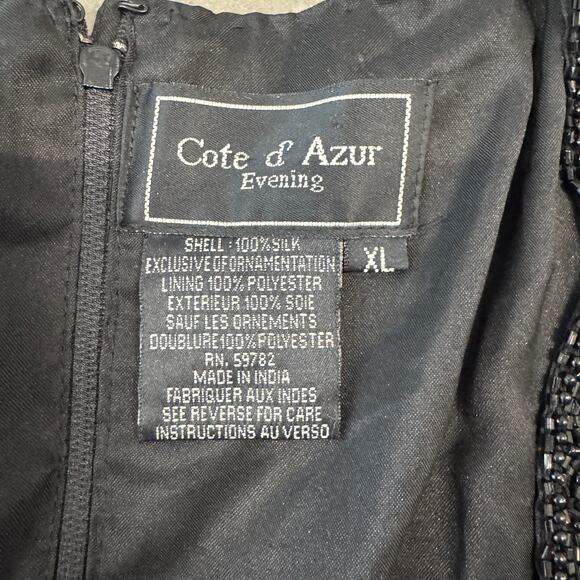 Vintage Y2K Black Silk Fully Embellished Short Sleeve Flowy Women's Blouse XL - Picture 3 of 6